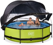 Bazény kruhové -  NA PREKLAD - Piscina con toldo cubierto y filtración Lime Pool Exit Toys Estructura de acero circular 300*76 cm verde desde 6 años._0