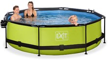 Bazény kruhové - Bazén so strieškou krytom a filtráciou Lime pool Exit Toys kruhový oceľová konštrukcia 300*76 cm zelený od 6 rokov_1