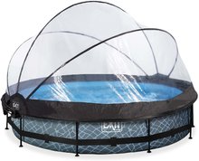 Piscine rotunde - Piscină cu acoperiș prelată și filtrare Stone pool grey Exit Toys construcție rotundă din metal 360*76 cm gri de la 6 ani_3