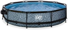 Bazény kruhové - Bazén so strieškou krytom a filtráciou Stone pool Exit Toys kruhový oceľová konštrukcia 360*76 cm šedý od 6 rokov_0