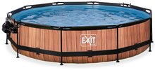 Piscine rotunde - Piscină cu acoperiș prelată și filtrare Wood pool brown Exit Toys construcție rotundă din metal 360*76 cm maro de la 6 ani_0