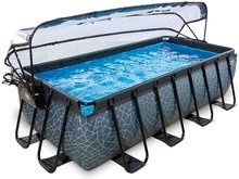 Piscine dreptunghiulare - Piscină cu prelată filtrare pentru nisip Stone pool grey Exit Toys construcție metalică 400*200 cm gri de la 6 ani_0