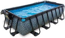 Piscine dreptunghiulare - Piscină cu prelată filtrare pentru nisip Stone pool grey Exit Toys construcție metalică 400*200 cm gri de la 6 ani_1