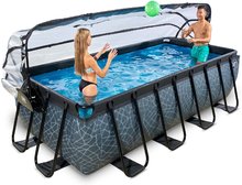 Piscine dreptunghiulare - Piscină cu prelată filtrare pentru nisip Stone pool grey Exit Toys construcție metalică 400*200 cm gri de la 6 ani_2