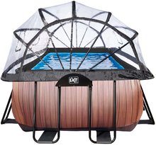 Bazény obdĺžnikové - Bazén s krytom a pieskovou filtráciou Wood pool Exit Toys oceľová konštrukcia 400*200*100 cm hnedý od 6 rokov_3