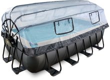 Bazény obdĺžnikové - Bazén s krytom a pieskovou filtráciou Black Leather pool Exit Toys oceľová konštrukcia 400*200*100 cm čierny od 6 rokov_2