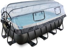 Schwimmbecken- rechteckig - EXIT Black Leather Pool 400x200x100cm mit Sandfilterpumpe und Abdeckung - schwarz _2