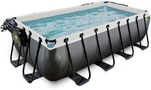 Bazény obdĺžnikové - Bazén s krytom a pieskovou filtráciou Black Leather pool Exit Toys oceľová konštrukcia 400*200*100 cm čierny od 6 rokov_0