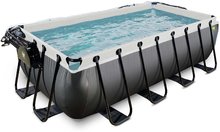 Schwimmbecken- rechteckig - EXIT Black Leather Pool 400x200x100cm mit Sandfilterpumpe und Abdeckung - schwarz _0