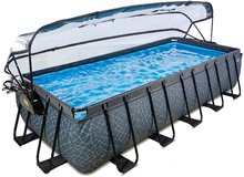 Obdélníkové bazény  - Bazén s krytem a pískovou filtrací Stone pool Exit Toys ocelová konstrukce 540*250*100 cm šedý od 6 let_0
