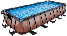 Bazény obdĺžnikové - Bazén s krytom a pieskovou filtráciou Wood pool Exit Toys oceľová konštrukcia 540*250*100 cm hnedý od 6 rokov_2