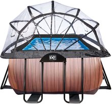 Bazény obdĺžnikové - Bazén s krytom a pieskovou filtráciou Wood pool Exit Toys oceľová konštrukcia 540*250*100 cm hnedý od 6 rokov_3