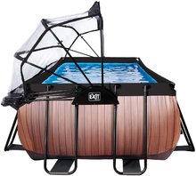 Obdélníkové bazény  - Bazén s krytem a pískovou filtrací Wood pool Exit Toys ocelová konstrukce 540*250*100 cm hnědý od 6 let_0