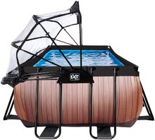 Piscine dreptunghiulare - Piscină cu prelată și filtrare pentru nisip Wood pool brown Exit Toys construcție metalică 540*250 cm maro de la 6 ani_0