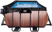 Bazény obdĺžnikové - Bazén s krytom a pieskovou filtráciou Wood pool Exit Toys oceľová konštrukcia 540*250*100 cm hnedý od 6 rokov_1