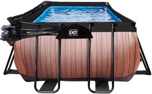 Schwimmbecken- rechteckig - EXIT Wood Pool 540x250x100cm mit Sandfilterpumpe und Abdeckung - braun _1