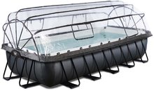 Bazény obdĺžnikové - Bazén s krytom a pieskovou filtráciou Black Leather pool Exit Toys oceľová konštrukcia 540*250*100 cm čierny od 6 rokov_0
