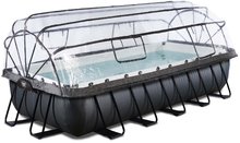 Piscine dreptunghiulare - Piscină cu capac filtrare pentru nisip Black Leather pool Exit Toys cadru de oțel 540*250*100 cm neagră de la 6 ani_0