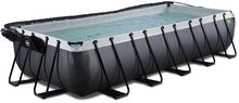 Bazény obdĺžnikové - Bazén s krytom a pieskovou filtráciou Black Leather pool Exit Toys oceľová konštrukcia 540*250*100 cm čierny od 6 rokov_0