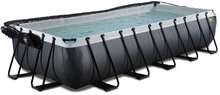 Bazény obdĺžnikové -  NA PREKLAD - Piscina con cubierta y filtración de arena Black Leather pool Exit Toys Estructura de acero 540*250*100 cm negro a partir de 6 años_0