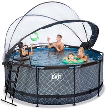 Piscine rotunde - Piscină cu prelată și filtrare pentru nisip Stone pool grey Exit Toys construcție rotundă metalică 360*122 cm gri de la 6 ani_0