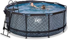 Piscines rondes - Piscine Stone Pool Exit Toys avec couverture et filtration à sable Structure en acier circulaire de 360 * 122 cm gris à partir de 6 ans_1