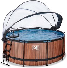 Piscine rotunde - Piscină cu prelată și filtrare pentru nisip Wood pool brown Exit Toys construcție rotundă metalică 360*122 cm maro de la 6 ani_2