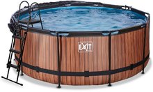 Bazény kruhové - Bazén s krytom a pieskovou filtráciou Wood pool Exit Toys kruhový oceľová konštrukcia 360*122 cm hnedý od 6 rokov_3
