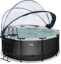 Bazény kruhové - Bazén s krytom a pieskovou filtráciou Black Leather pool Exit Toys kruhový oceľová konštrukcia 360*122 cm čierny od 6 rokov_2