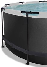 Piscine circolari - Piscina con copertura e filtrazione a sabbia Black Leather pool Exit Toys rotonda con costruzione in acciaio 360*122 cm nera dai 6 anni_0