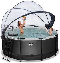 Piscine rotunde - Piscină cu prelată și filtrare pentru nisip Black Leather pool Exit Toys construcție rotundă metalică 360*122 cm neagră de la 6 ani ET30471220_0