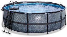 Bazény kruhové - Bazén s krytom a pieskovou filtráciou Stone pool Exit Toys kruhový oceľová konštrukcia 427*122 cm šedý od 6 rokov_3