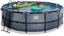 Piscines rondes - Piscine Stone Pool Exit Toys avec couverture et filtration à sable Structure en acier circulaire 427 * 122 cm gris à partir de 6 ans_1