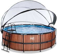 Bazény kruhové -  NA PREKLAD - Piscina con cubierta y filtración de arena Wood pool Exit Toys Estructura de acero circular 427 * 122 cm marrón desde 6 años._2