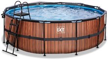 Bazény kruhové - Bazén s krytom a pieskovou filtráciou Wood pool Exit Toys kruhový oceľová konštrukcia 427*122 cm hnedý od 6 rokov_3