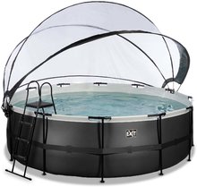 Piscine rotunde - Piscină cu prelată și filtrare pentru nisip Black Leather pool Exit Toys construcție metalică rotundă 427*122 cm neagră de la 6 ani_0