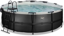 Piscine rotunde - Piscină cu prelată și filtrare pentru nisip Black Leather pool Exit Toys construcție metalică rotundă 427*122 cm neagră de la 6 ani_1