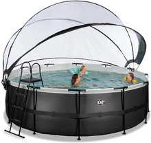 Piscine rotunde - Piscină cu prelată și filtrare pentru nisip Black Leather pool Exit Toys construcție metalică rotundă 427*122 cm neagră de la 6 ani_0