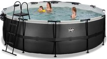 Schwimmbecken rund - EXIT Black Leather Pool ø427x122cm mit Sandfilterpumpe und Abdeckung - schwarz _1