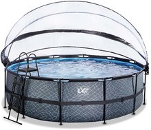 Bazény kruhové - Bazén s krytom a pieskovou filtráciou Stone pool Exit Toys kruhový oceľová konštrukcia 450*122 cm šedý od 6 rokov_2