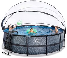 Piscine rotunde - Piscină cu prelată și filtrare pentru nisip Stone pool grey Exit Toys construcție metalică rotundă 450*122 cm gri de la 6 ani_0