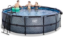 Bazény kruhové - Bazén s krytom a pieskovou filtráciou Stone pool Exit Toys kruhový oceľová konštrukcia 450*122 cm šedý od 6 rokov_1