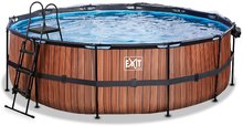 Bazény kruhové - Bazén s krytom a pieskovou filtráciou Wood pool Exit Toys kruhový oceľová konštrukcia 450*122 cm hnedý od 6 rokov_3
