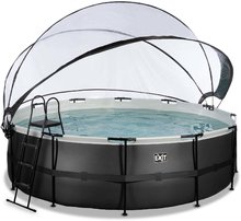 Piscine circolari - Piscina con copertura e filtrazione a sabbia Black Leather pool Exit Toys rotonda con costruzione in acciaio  450*122 cm nera dai 6 anni_2