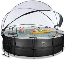 Piscines rondes - Piscine Black Leather pool Exit Toys avec couverture et filtration à sable Structure en acier circulaire 450*122 cm noir à partir de 6 ans_0