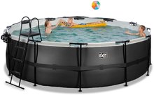 Piscine circolari - Piscina con copertura e filtrazione a sabbia Black Leather pool Exit Toys rotonda con costruzione in acciaio  450*122 cm nera dai 6 anni_1