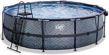 Bazény kruhové - Bazén s krytom a pieskovou filtráciou Stone pool Exit Toys kruhový oceľová konštrukcia 488*122 cm šedý od 6 rokov_3