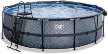 Piscine circolari - Piscina con copertura e  filtrazione a sabbia Stone pool Exit Toys rotonda con costruzione in acciaio 488*122 cm grigia dai 6 anni_3