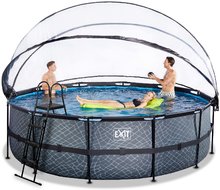 Piscine rotunde - Piscină cu prelată și filtrare pentru nisip Stone pool grey Exit Toys construcție metalică rotundă 488*122 cm gri de la 6 ani_0