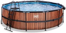 Bazény kruhové - Bazén s krytom a pieskovou filtráciou Wood pool Exit Toys kruhový oceľová konštrukcia 488*122 cm hnedý od 6 rokov_3